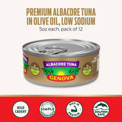 🐟NEW Low Sodium Albacore Tuna in Olive Oil 12 Pack 5oz Premium Canned Fish