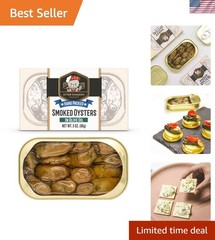 Delicious Smoked Oysters Hand Packed in Pure Oil – 3 Oz Cans, Set of 12