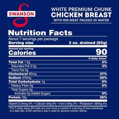Swanson White Premium Chunk Chicken Breast with Rib Meat in Water, 12.5 oz. (Pac