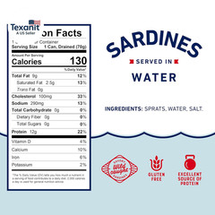 Sardines in Water, 3.75 Oz Can (Pack of 12) – Wild Caught Sardines – 12G Protein