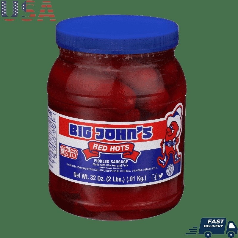 Red Hots Pickled Sausage 32oz Fully Cooked High Protein Snack Low Carb Treat New