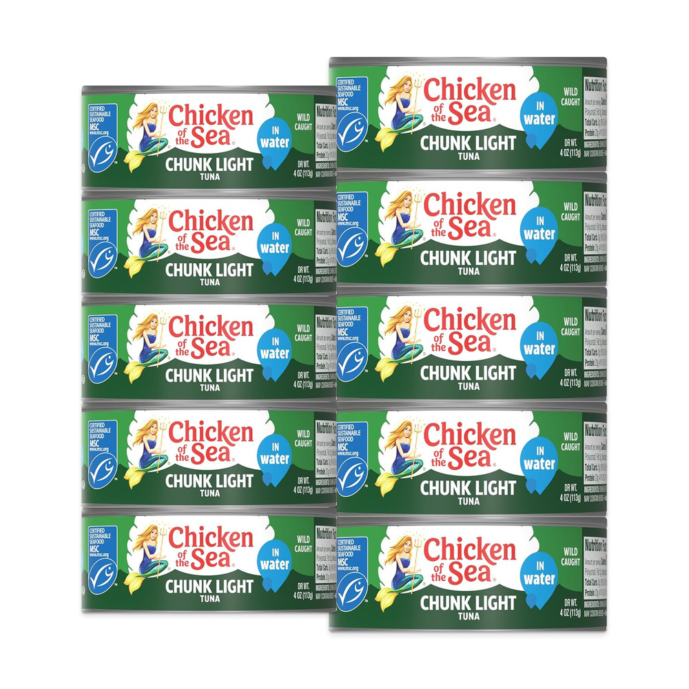 Wild Caught Chunk Light Tuna, 5 Ounce Cans, 10-Count – High Protein 100% Classic