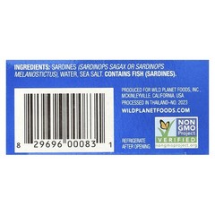 Wild Sardines In Water with Sea Salt, 4.4 oz (125 g)
