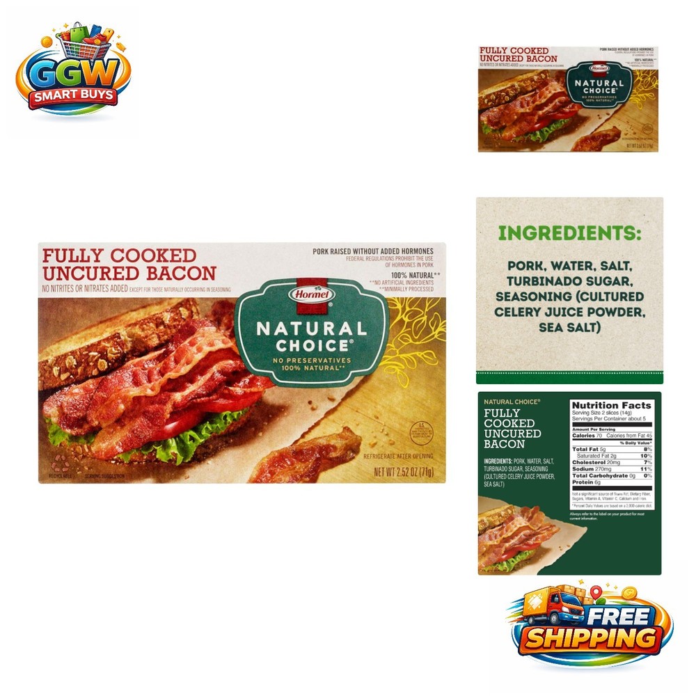 Convenient 2.5oz HORMEL Fully-Cooked Bacon – Gluten-Free Protein for Meals