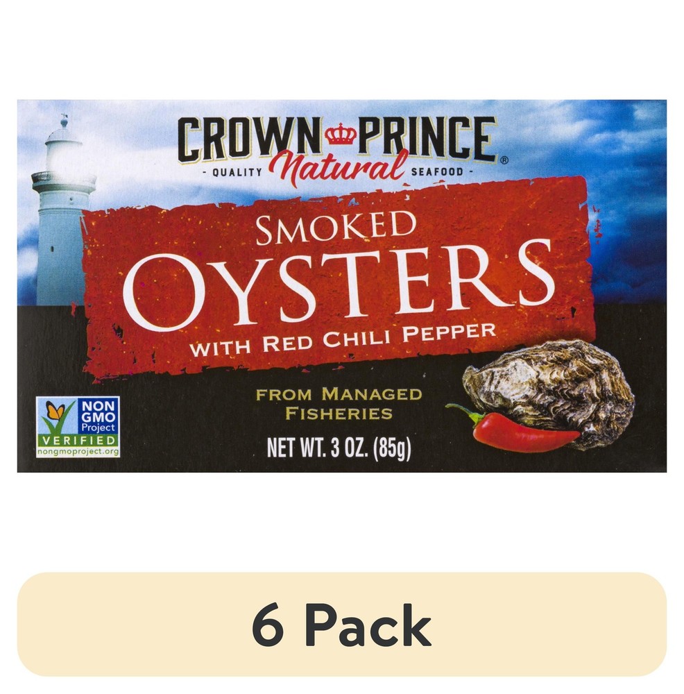 6 Pack Natural Smoked Oysters with Red Chili Pepper