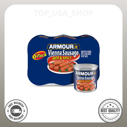 Armour Star Vienna Sausage, Hot & Spicy, 12g Protein, 4.6 oz Can (Pack of 6)