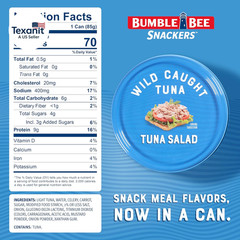 Snackers – Tuna Salad, 3 Oz Easy Open Can – 9G Protein per Serving – Wild Caught