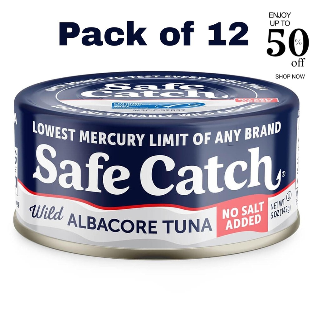 Safe Catch Canned Lowest Mercury Limit Albacore Tuna Fish No Salt Added, Wild…