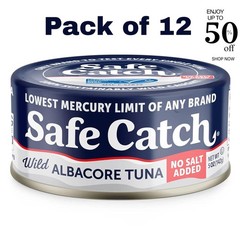 Safe Catch Canned Lowest Mercury Limit Albacore Tuna Fish No Salt Added, Wild…