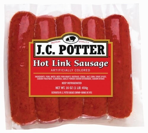 JC Potter Hot Links Sausage 16 Oz (4 Pack)
