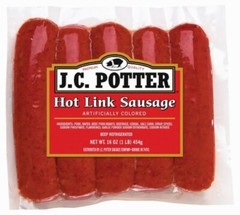 JC Potter Hot Links Sausage 16 Oz (4 Pack)