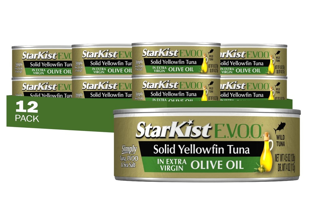 E.V.O.O. Solid Yellowfin/light Tuna in Extra Virgin Olive Oil (Packaging may …