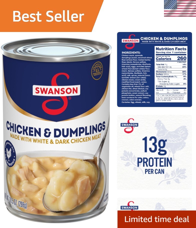 Swanson Chicken & Dumplings, Hearty 10.5 Oz Can with White & Dark Meat