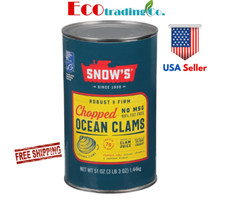 Snow’s Ocean Chopped Clams Canned, 51 oz Can – 7g Protein – Gluten Free