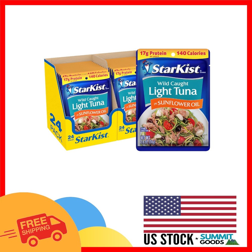 Bulk Chunk Light Tuna in Sunflower Oil, 2.6 Oz Pouches (24-Pack) – Dolphin Safe