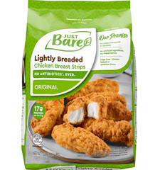 Just Bare Lightly Breaded Chicken Breast Original Strips, Frozen, 3 lbs.
