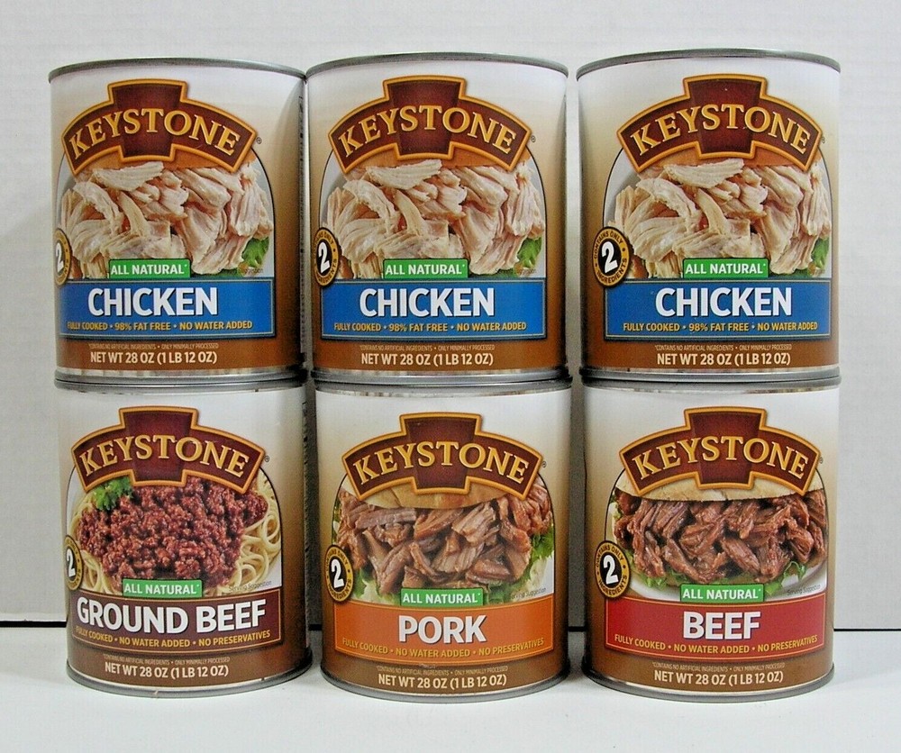 (6 Cans) Keystone ALL NATURAL (3) Chicken (1) Ground Beef (1) Pork (1) Beef 28oz