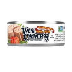 Van Camp’s Seafood Solid Light Yellowfin Tuna in Water, 5 oz. Can (Pack of