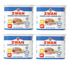 ZWAN Chicken and Beef Luncheon Halal Loaf Meat 12oz. (340g) Four (4) Cans