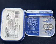 10 Trader Joe’s Smoked Trout Fillets in Oil Skinless 3.9 oz Tin 6 Cans Delicious