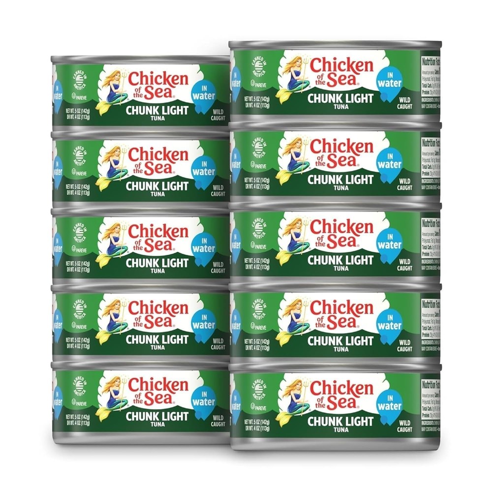Wild Caught Chunk Light Tuna 5 Ounce Cans 10-Count – High Protein 100% Classic