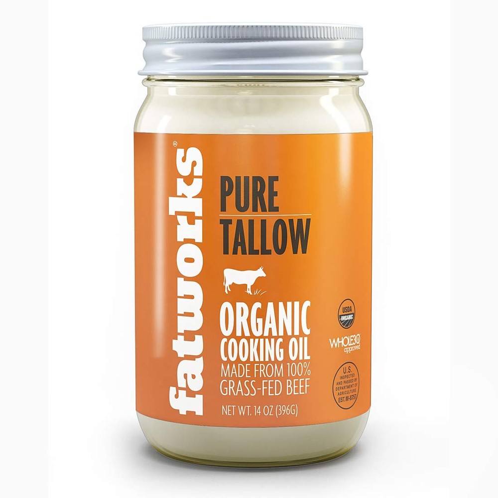 Organic Grass-Fed Beef Tallow, Non-GMO, Keto, 14 oz, Family-Raised