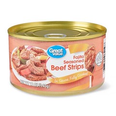 4 pack Fajita Seasoned Beef Strips in Sauce for Salads Sandwiches 12 oz Can