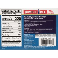 (4 pack) Bumble Bee Hardwood Canned Smoked Oysters, 3.75 oz Can