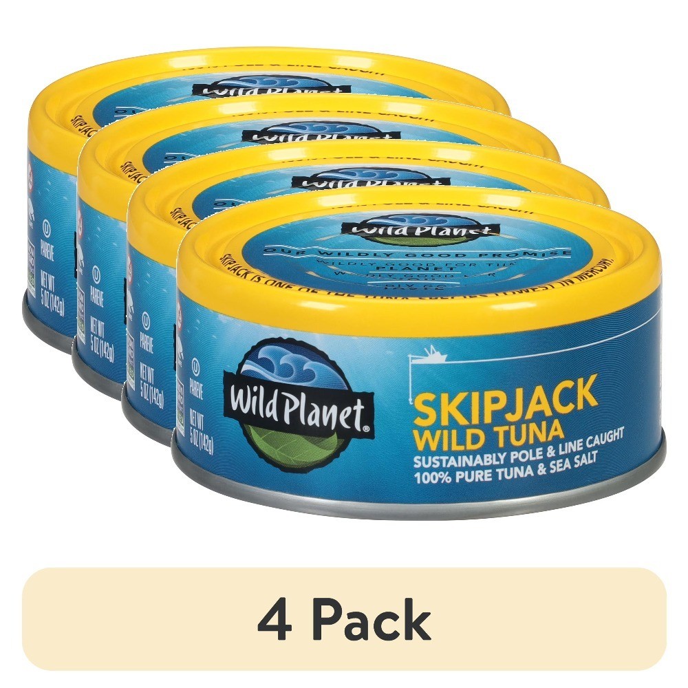 Wild Caught Skipjack Tuna in Sea Salt Canned Fish 5 oz 4 Pack