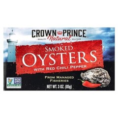 2 PACK-Crown Prince Smoked Oysters With Red Chili Pepper 3 Oz