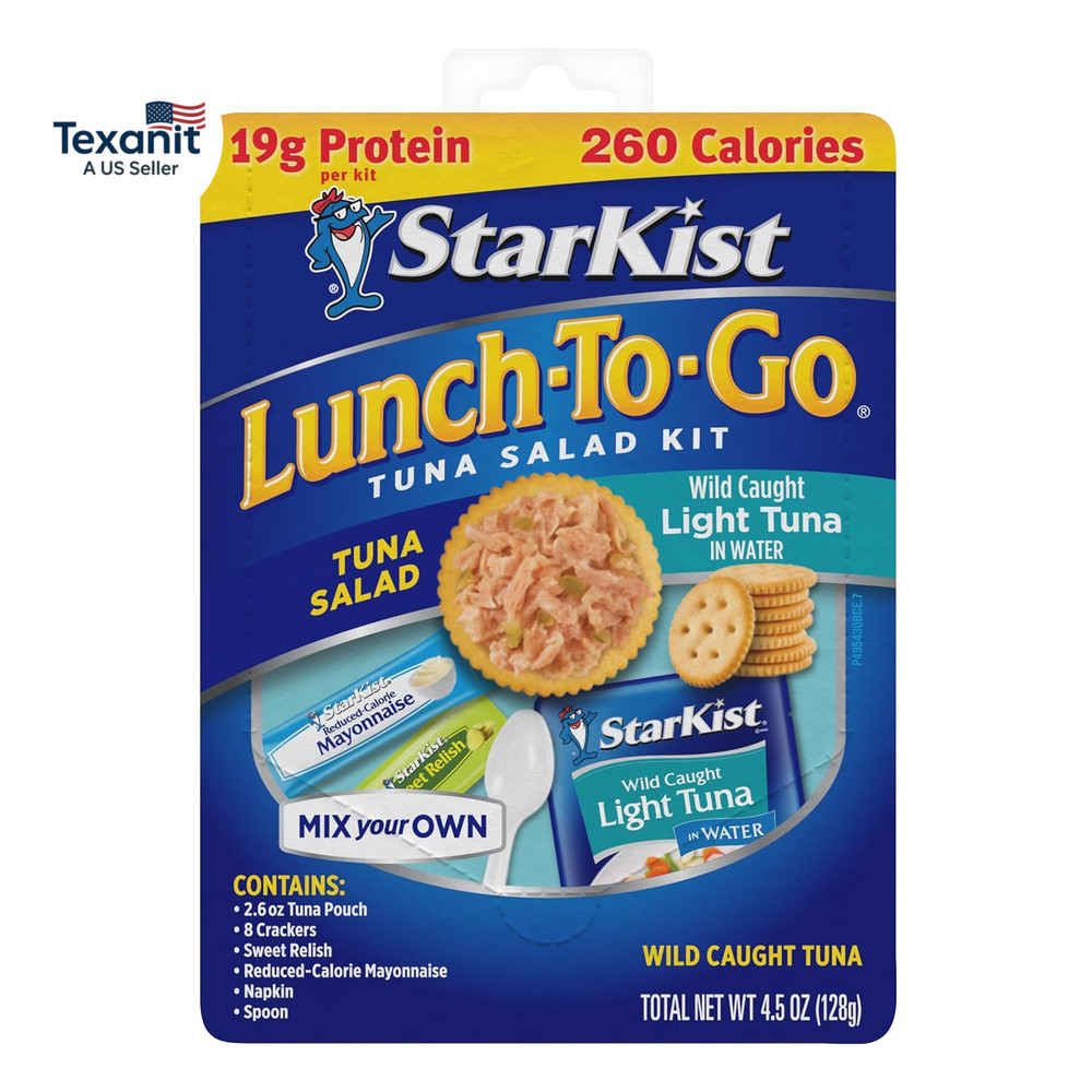 Lunch-To-Go Mix Your Own Tuna Salad, Chunk Light Tuna Pouch, 4.5 Ounce Kit, 1 Pa