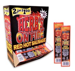 Herb’s On Fire Red Hot Sausage, 50 Count 0.7 Ounce Pickled Hot Sausage