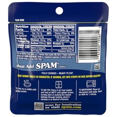 SPAM Classic Single Pouches, Fully Cooked Pork with Ham, 2.5 oz, 12 Pack