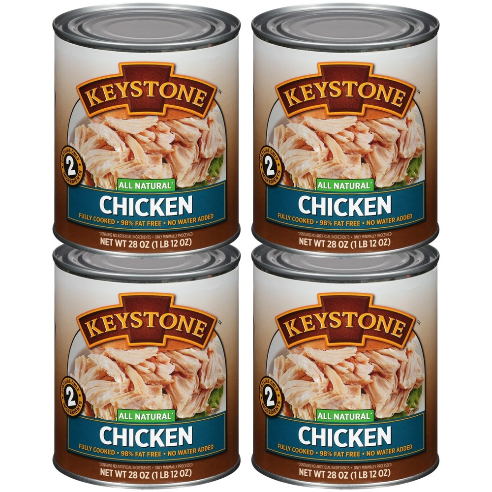 4 Pack Keystone Meats All Natural Canned Chicken 28 oz Can Meat Fully Cooked