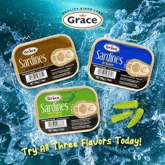 Grace Sardines in Vegetable Oil – 106g 3.74oz (Pack of 10) – 18g Protein per …