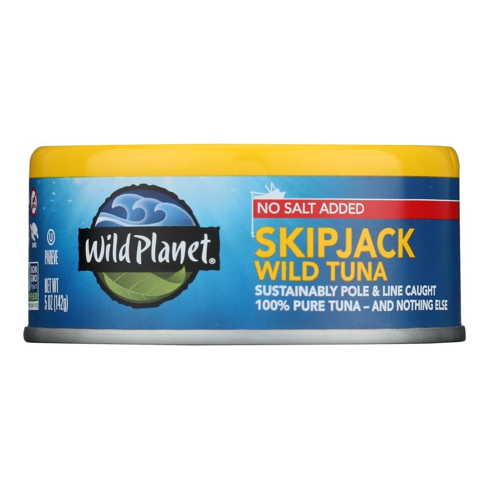 Wild Planet Wild Skipjack Light Tuna – No Salt Added – Case of 12 – 5 oz.