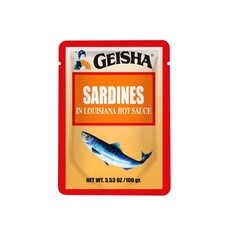 GEISHA Sardines in Louisiana Hot Sauce 3.53oz Pack of 24, Sardines| HALAL & K…