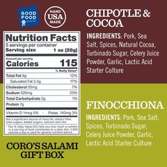 Coro Uncured Salami Gift Box – 4 Artisan Salami Sticks 5oz Sticks | Classic w…