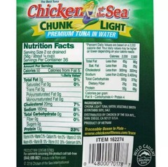 12 Packs Chicken of the Sea Chunk Light Premium Tuna in Water 7oz each FREE SHIP