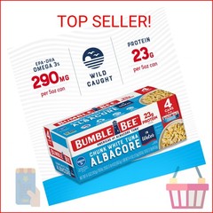 Bumble Bee Chunk White Albacore Tuna in Water, 5 oz Can (Pack of 4) – Wild Caugh