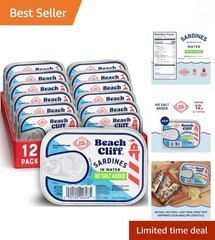 No Salt Added Sardines – Wild Caught, 45 oz Pack of 12, Gluten Free