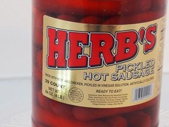 Spicy Pickled Sausage Assortment – 39 Count Beef & Chicken Variety in 1 Gal. Jar