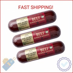 Hickory Farms Signature Beef Summer Sausage – 3 Pack | 100% Beef – Great for Cha