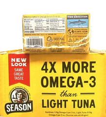 Sardines Skinless, Boneless Season Brand in Olive Oil, 4.375 oz. (FREE SHIPPING)