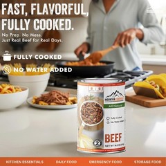 Mountain Essentials All Natural Canned Beef 14.5 oz 8 Servings, 11g Protein p…
