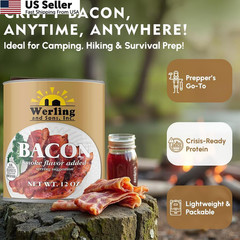 Werling Fully Cooked Canned Bacon 12 oz – Ready to Eat Smoked Pack of 1