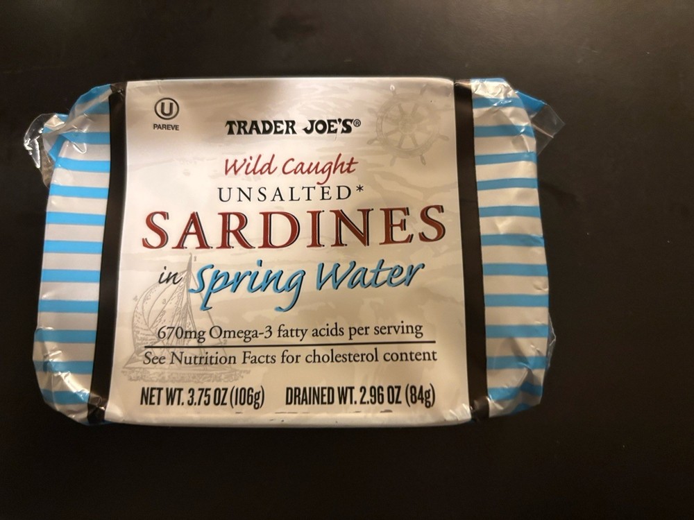 Trader Joe’s Wild Caught Unsalted Sardines in Spring Water. 2 Pack