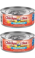 Chicken of the Sea Skinless Boneless Chunk Pink Salmon Easy Can 2 PACK FAST SHIP