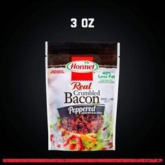 Savory Peppered Bacon Crumbles – 40% Less Fat, Fully Cooked – 3 oz Pouch, 8