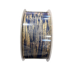 Kirkland Everyday Wire Edged Ribbon. 50 Yards. 1.5″ Blue and Gold
